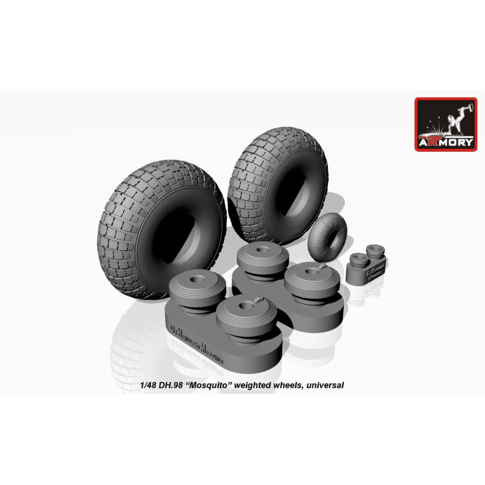 DH.98 "Mosquito" wheels, "checkerboard" tire pattern, weighted 1/48 Armory Models  AR AW48402