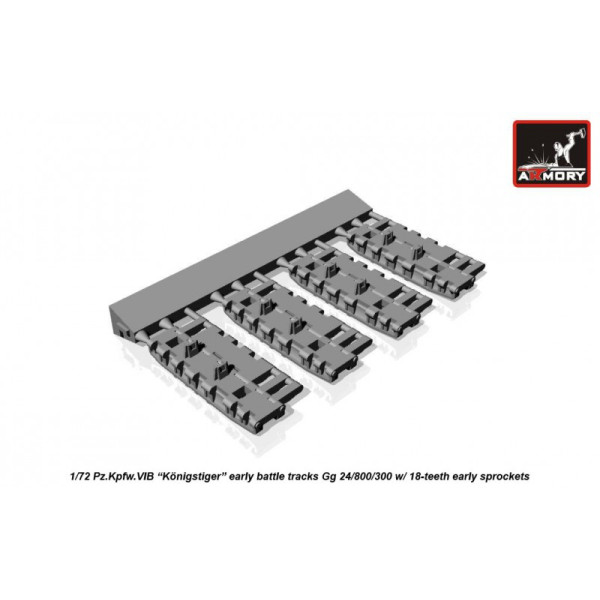Траки для Pz.Kpfw.VIB Kingtiger, бойові гусениці ранні Gg 24/800/300 з 18-зубними ранніми зірочками 1/72 Armory Models AR AC7261a