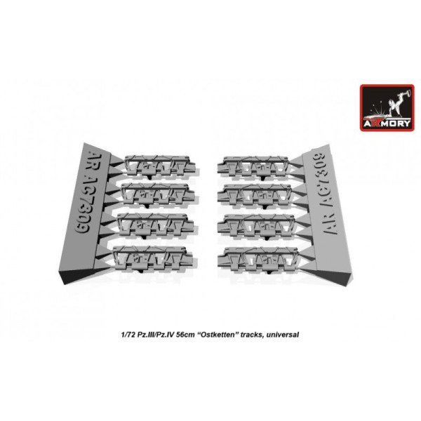 Траки для  танка  Pz.III 56cm "Ostketten"  1/72 Armory Models AR AC7309a