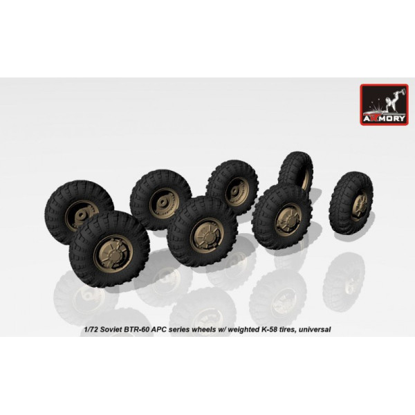  BTR-60 APC wheels w/ weighted tires K-58 1/72 Armory Models AR AC7322