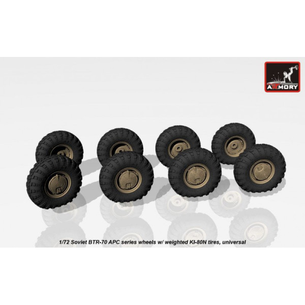 BTR-70 APC wheels w/ weighted tires KI-80N 1/72 Armory Models AR AC7323