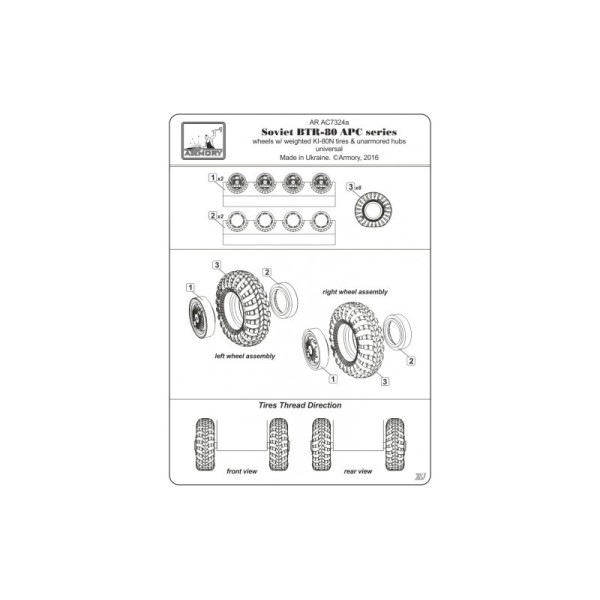  BTR-80 APC wheels w/ weighted tires KI-80N 1/72 Armory Models AR AC7324a