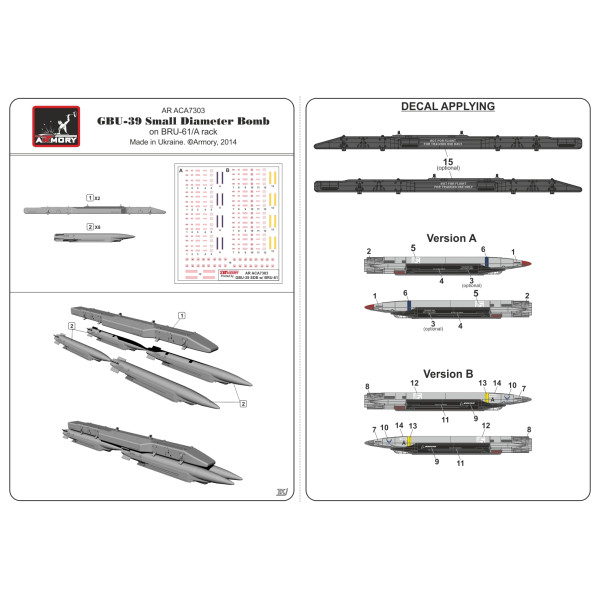 Бомба малого діаметра GBU-39 з кареткою BRU-61 / A 1/72 Armory Models AR ACA7303