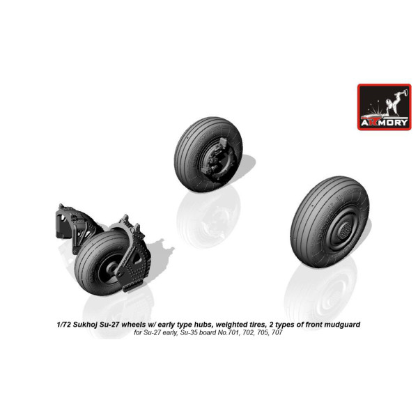  Sukhoj Su-27 wheels w/ early type hubs, weighted tires, 2 types of front mudguard 1/72 Armory Models AR AW72032b