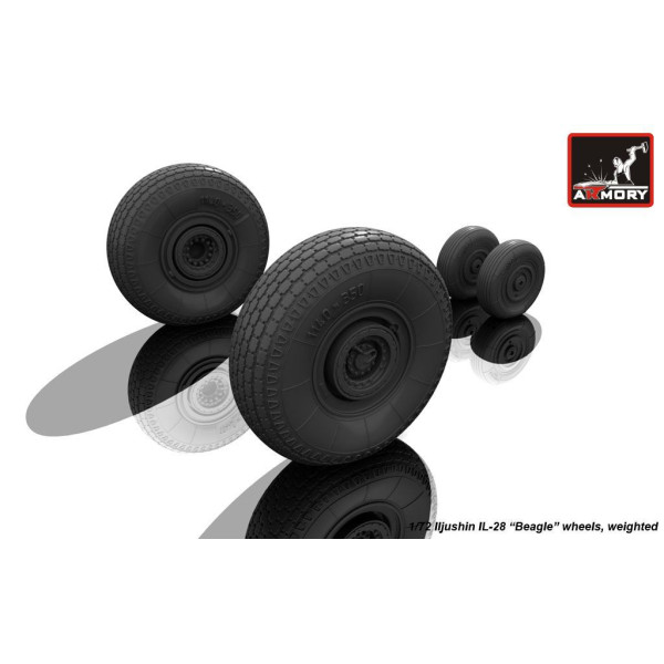  Iljushin IL-28 Beagle wheels, weighted 1/72 Armory Models AR AW72040