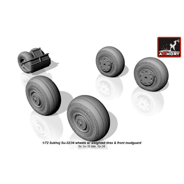  Sukhoj Su-32/34 wheels w/ weighted tires, front mudguard 1/72 Armory Models AR AW72045