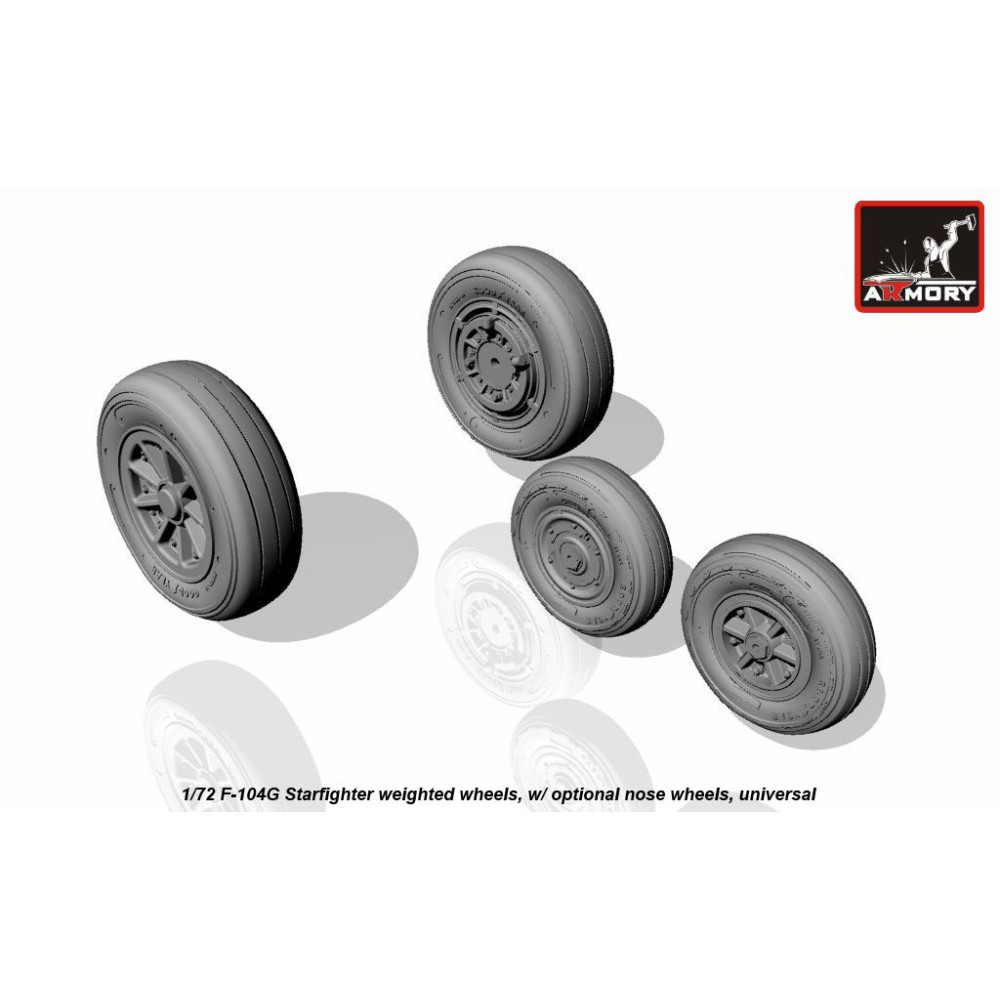 F-104G Starfighter wheels (w/ optional nose wheels) 1/72 Armory Models AR AW72312