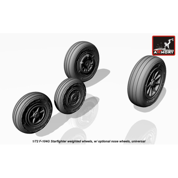 F-104G Starfighter wheels (w/ optional nose wheels) 1/72 Armory Models AR AW72312