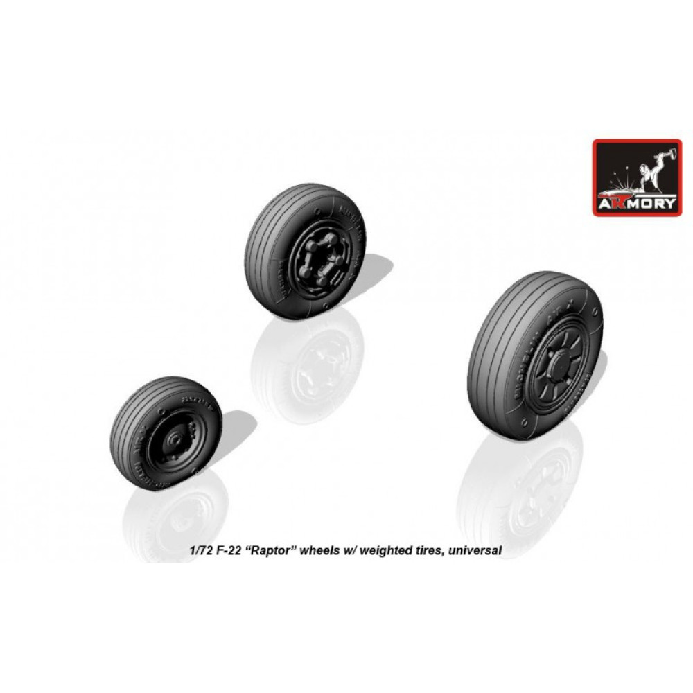 F-22 Raptor wheels, weighted 1/72 Armory Models AR AW72315