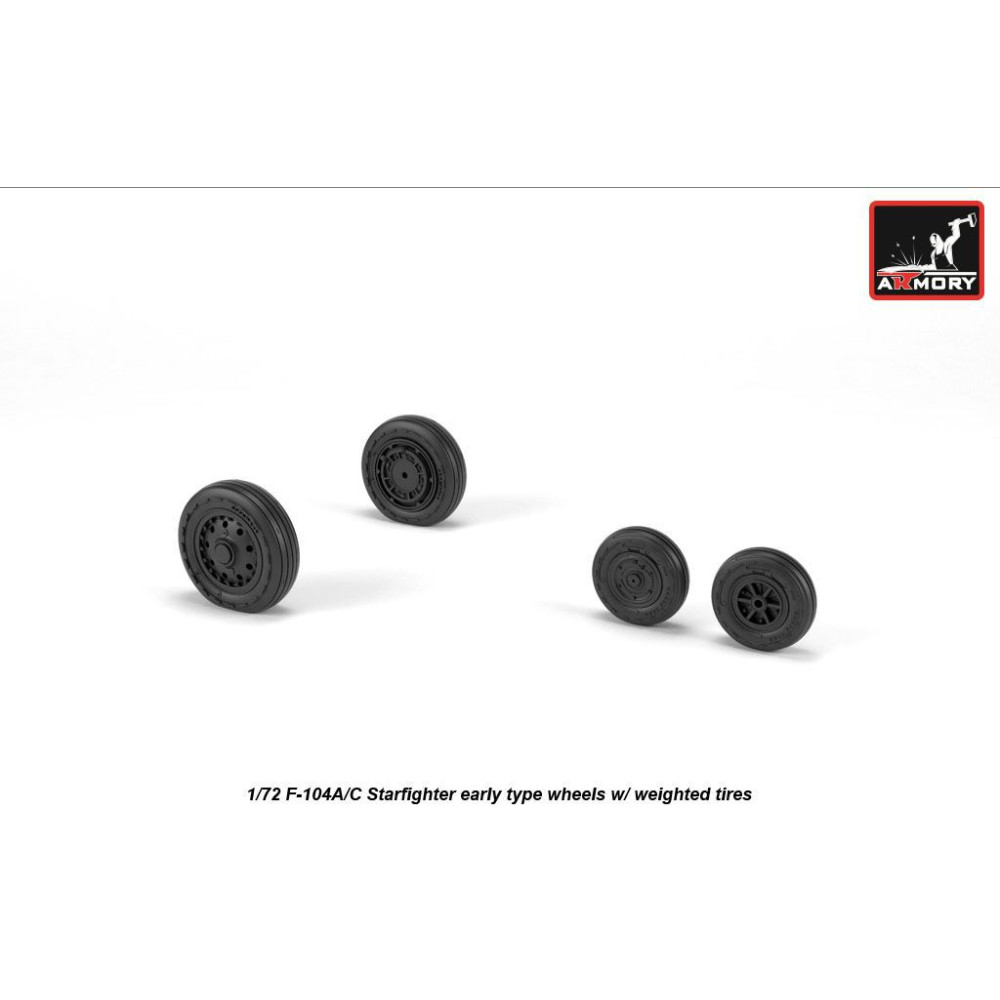 F-104A/C Starfighter early wheels, w/ optional nose wheels, weighted 1/72 Armory Models AR AW72320