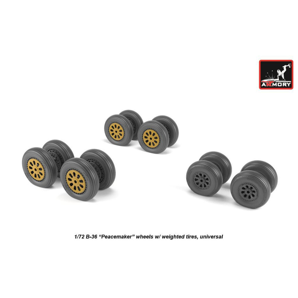 B-36 Peacemaker wheels w/ weighted tires & optional nose wheels 1/72 Armory Models AR AW72327