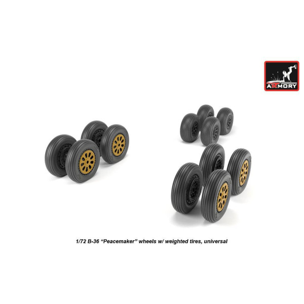 B-36 Peacemaker wheels w/ weighted tires & optional nose wheels 1/72 Armory Models AR AW72327