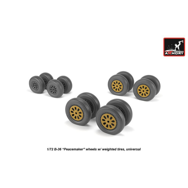 B-36 Peacemaker wheels w/ weighted tires & optional nose wheels 1/72 Armory Models AR AW72327