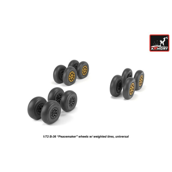 B-36 Peacemaker wheels w/ weighted tires & optional nose wheels 1/72 Armory Models AR AW72327