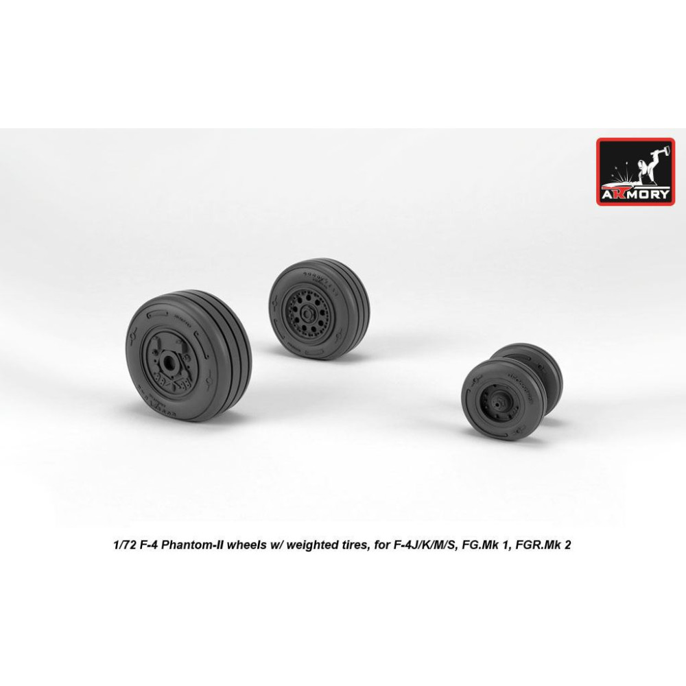 F-4 Phantom-II wheels w/ weighted tires, late 1/72 Armory Models AR AW72330