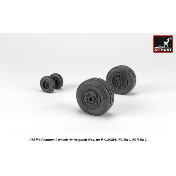 F-4 Phantom-II wheels w/ weighted tires, late 1/72 Armory Models AR AW72330