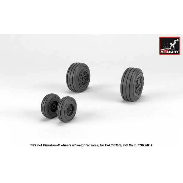 F-4 Phantom-II wheels w/ weighted tires, late 1/72 Armory Models AR AW72330