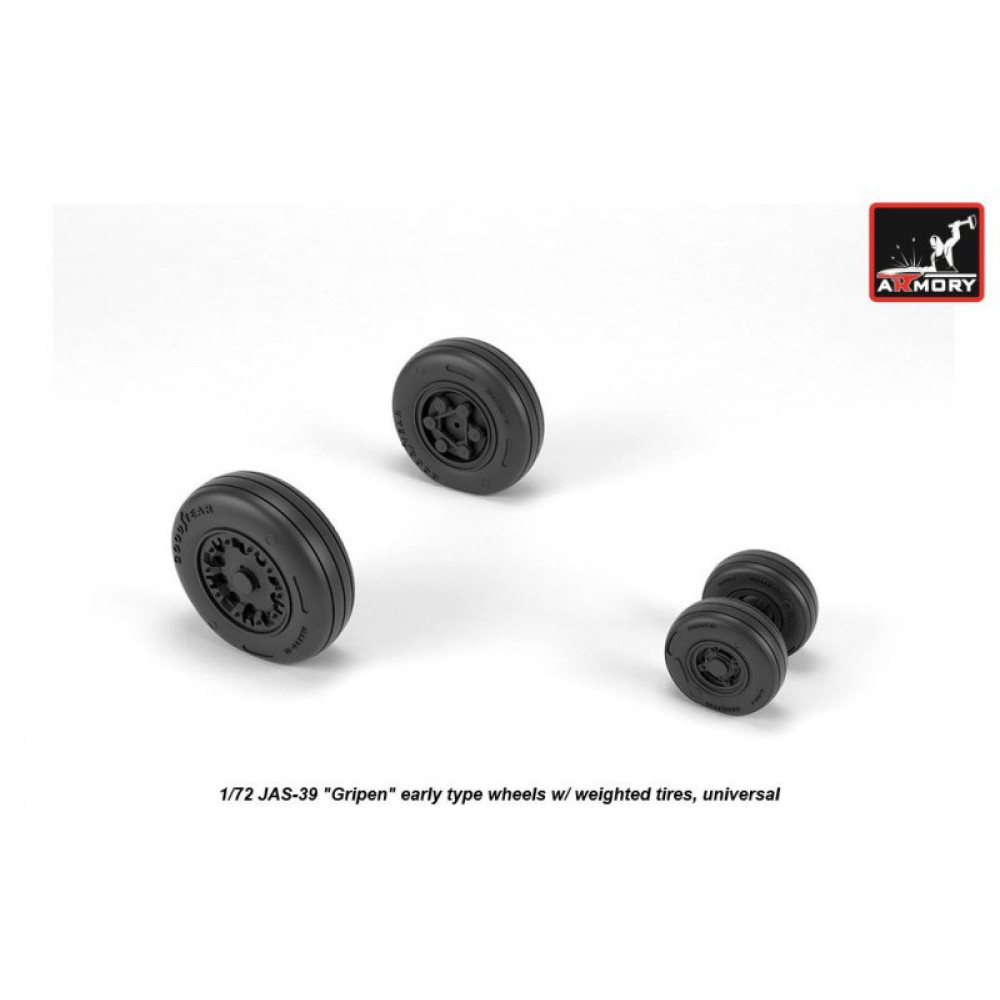  JAS-39 "Gripen" wheels w/ weighted tires, early 1/72 Armory Models AR AW72503