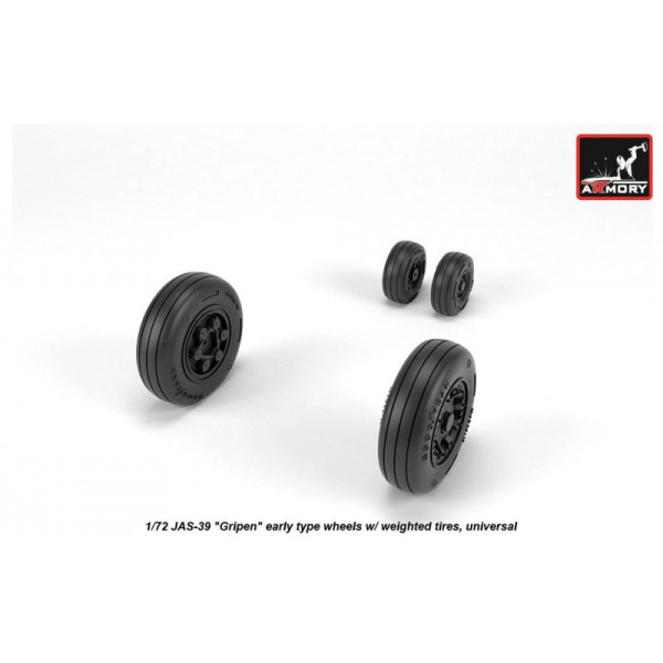  JAS-39 "Gripen" wheels w/ weighted tires, early 1/72 Armory Models AR AW72503
