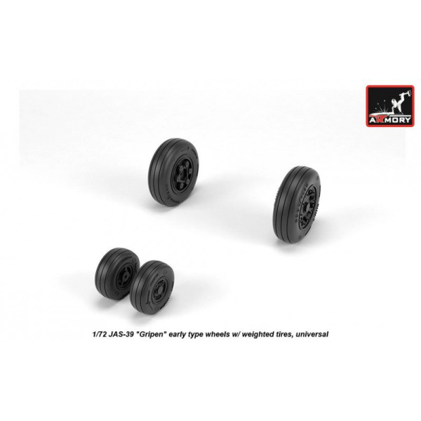  JAS-39 "Gripen" wheels w/ weighted tires, early 1/72 Armory Models AR AW72503