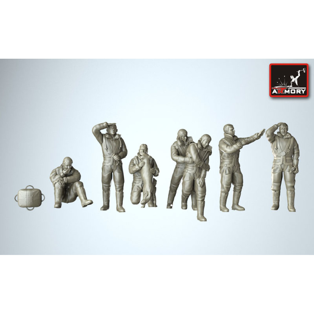  RAF WWII heavy bomber crew in high altitude outfit, full set 1/72 Armory models AR F7224