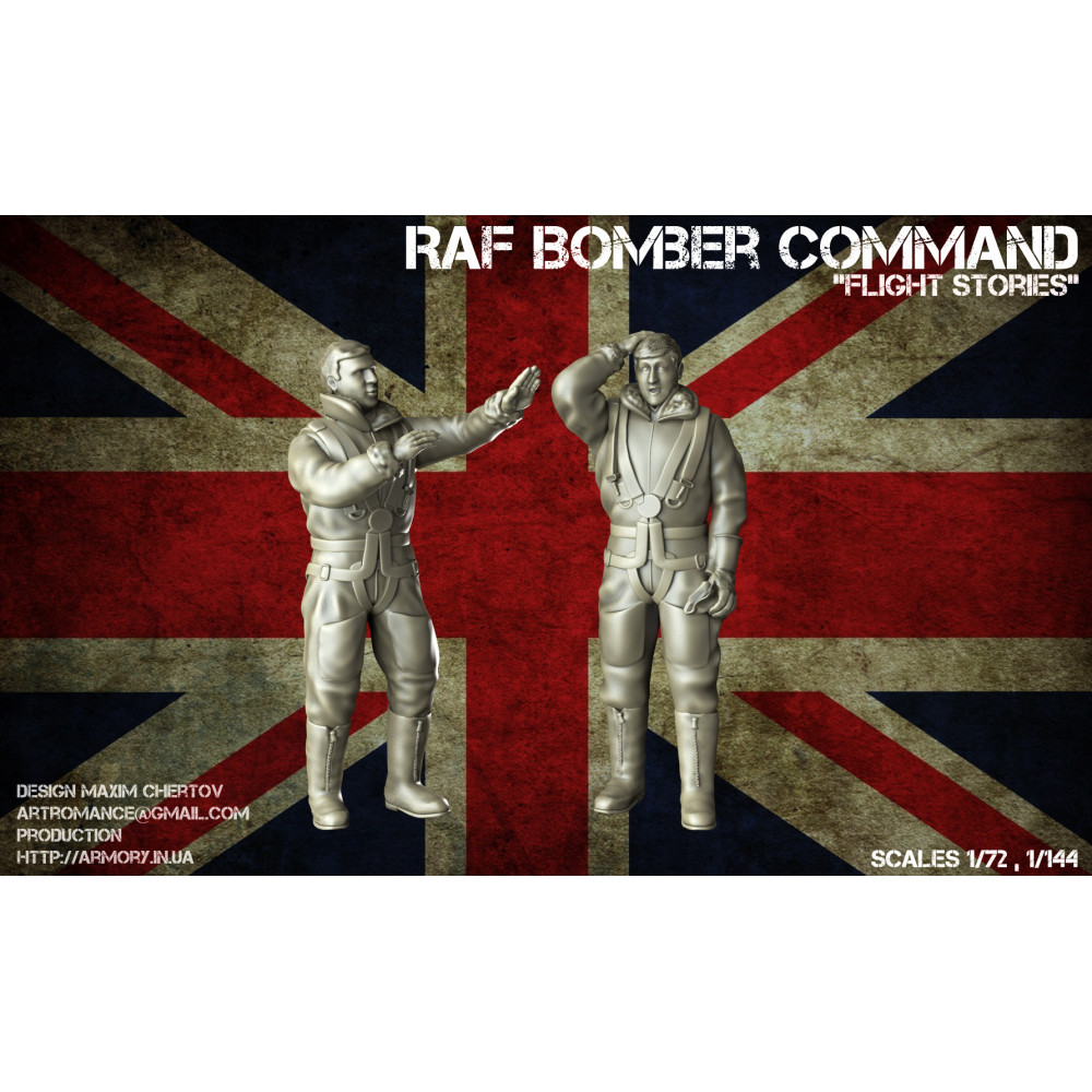 "Flight Stories" - 1/72 RAF WWII crewmen in high altitude outfit 1/72 Armory models AR F7224a