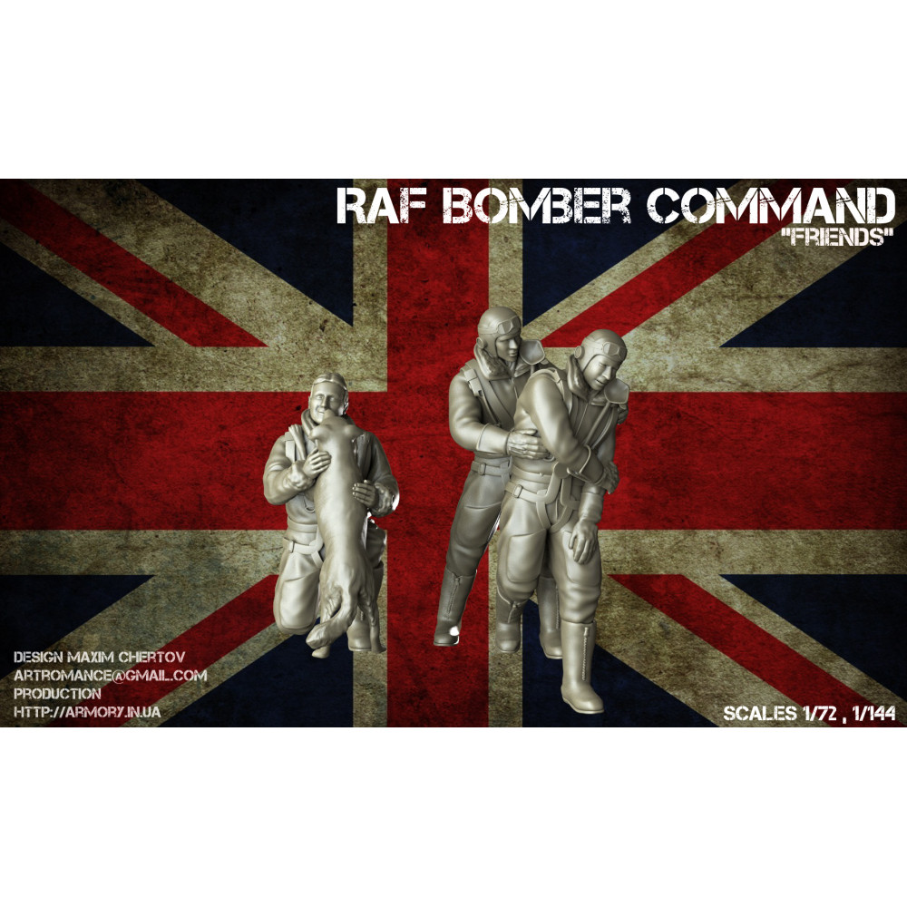 "Friends" - 1/144 RAF WWII crewmen in high altitude outfit 1/144 Armory models AR F1401b