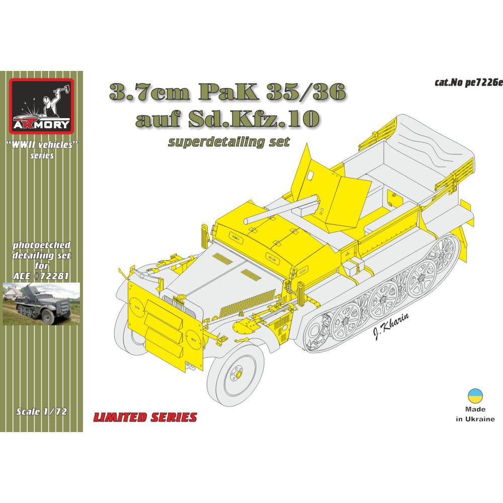 37mm PaK 35/36 auf Sd.Kfz 10 detailing set 1/72 Armory Models AR pe7226e