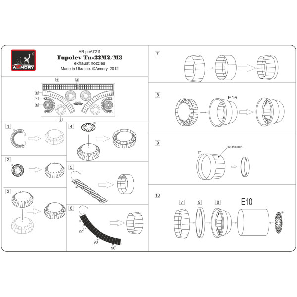 Tupolev Tu-22M2/M3 exhaust nozzles  1/72 Armory Models AR peA7211