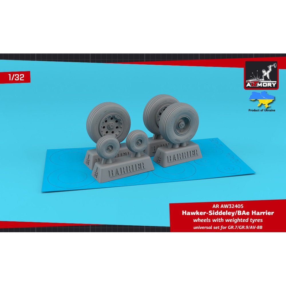 Harrier GR.7/GR.9/AV-8B wheels w/ weighted tyres  1/32 Armory Models AR AW32405