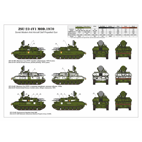 ZSU-23-4V1 Shilka mod.1970 Soviet Modern AA SPG 1/72 Armory models AR72443