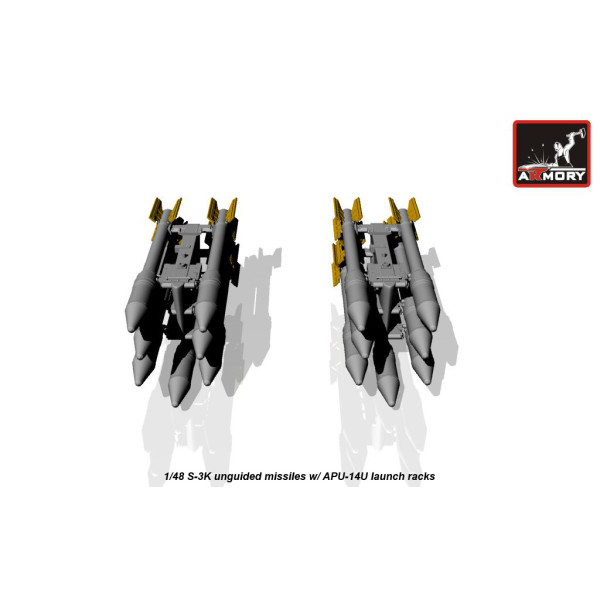  S-3K unguided missiles w/ APU-14U launcher rack 1/48 Armory Models AR ACA4814