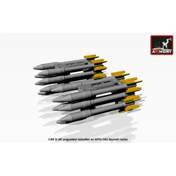  S-3K unguided missiles w/ APU-14U launcher rack 1/48 Armory Models AR ACA4814