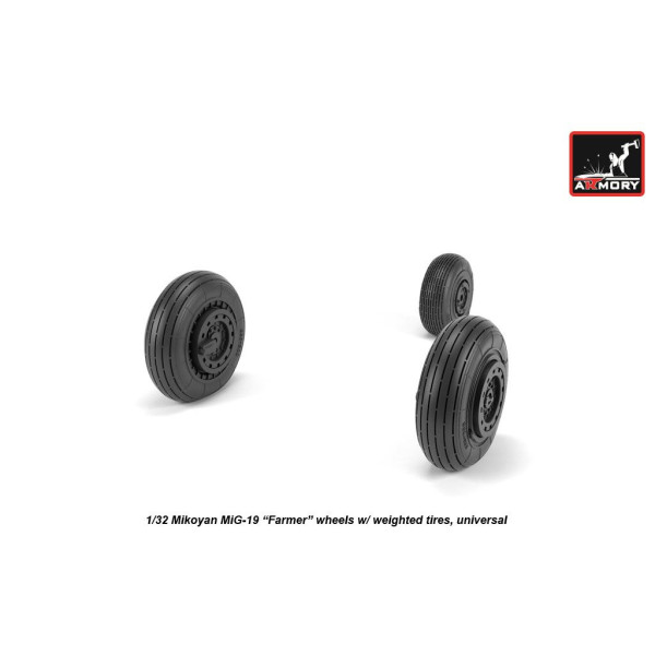Колеса для Мікоян МіГ-19 (диски з важкими шинами) 1/32 Armory Models AR AW32012