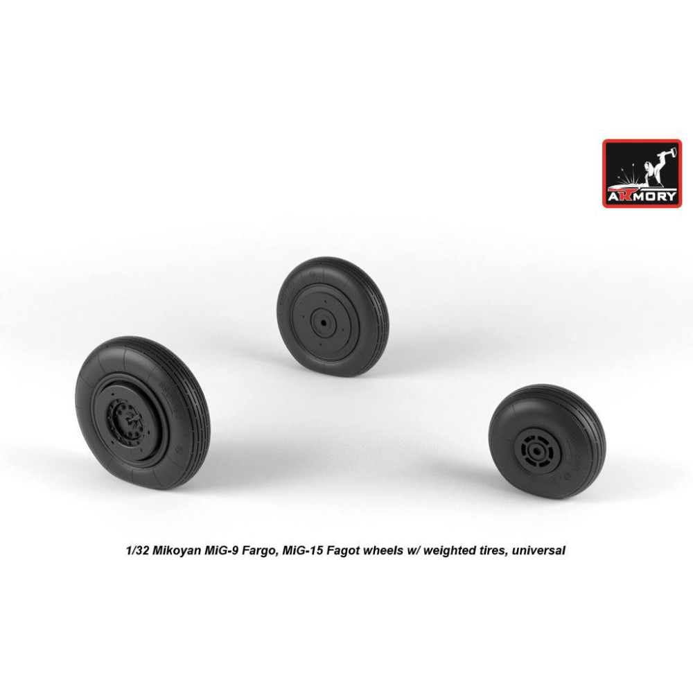 Колеса для МіГ-9 / МіГ-15 з навантаженими шинами 1/32 Armory Models AR AW32013