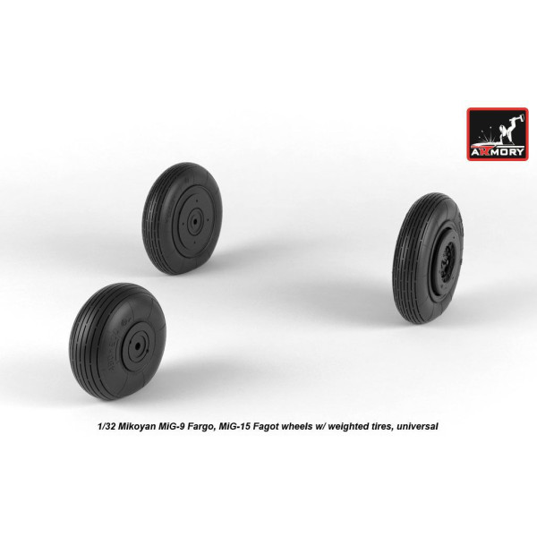 Колеса для МіГ-9 / МіГ-15 з навантаженими шинами 1/32 Armory Models AR AW32013