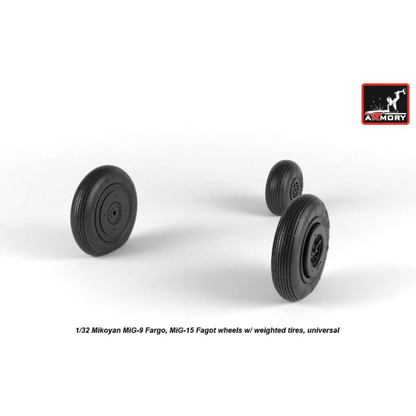 Колеса для МіГ-9 / МіГ-15 з навантаженими шинами 1/32 Armory Models AR AW32013