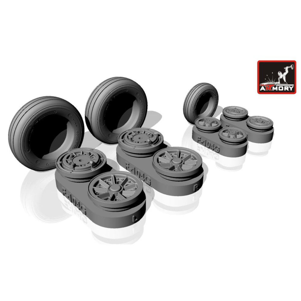 F-104G Starfighter wheels, w/ optional nose wheels, weighted 1/32 Armory Models AR AW32301