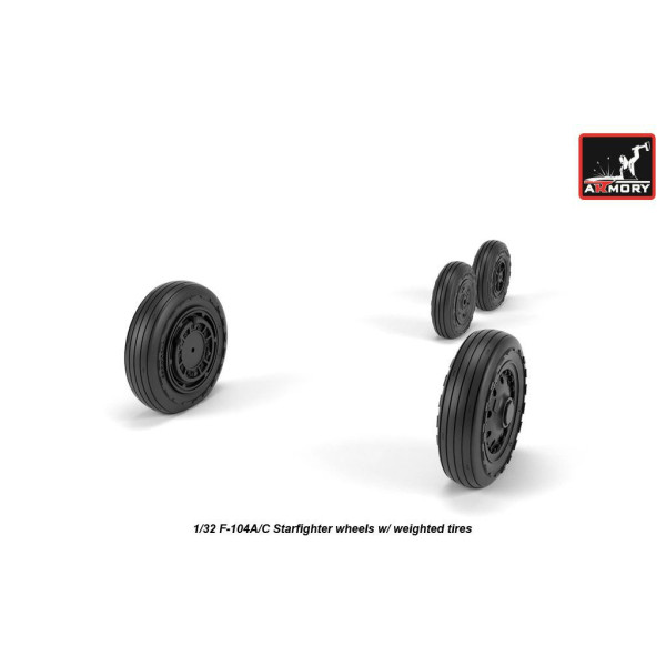 F-104A/C Starfighter early type wheels, w/ optional nose wheels, weighted 1/32 Armory Models AR AW32302