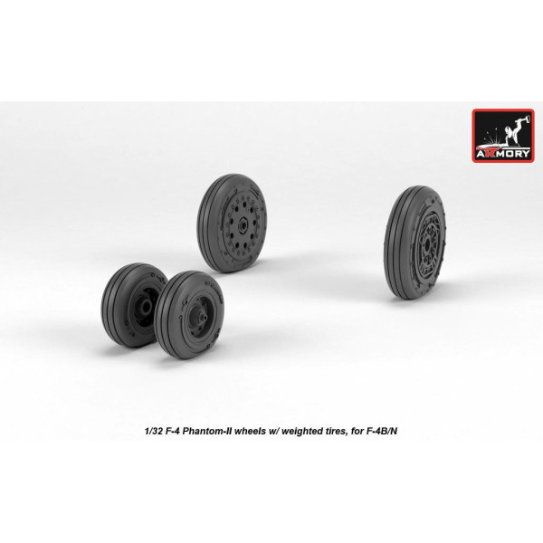 F-4 Phantom-II wheels w/ weighted tires, early 1/32 Armory Models AR AW32306