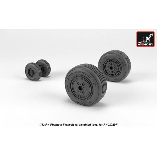 F-4 Phantom-II wheels w/ weighted tires, mid 1/32 Armory Models AR AW32307