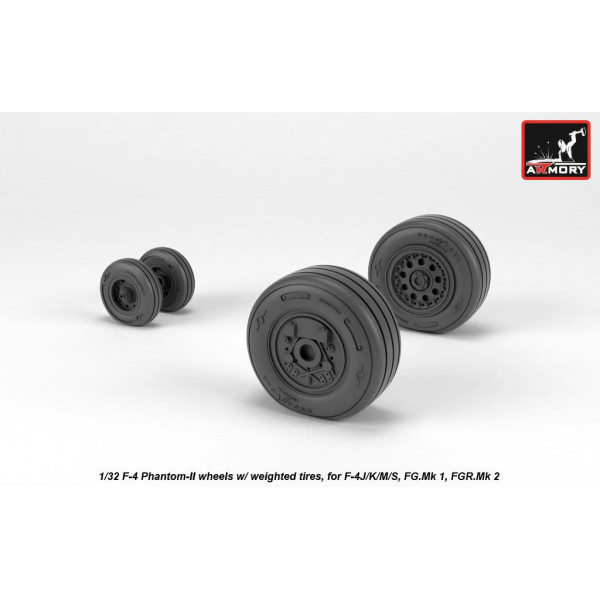 F-4 Phantom-II wheels w/ weighted tires, late 1/32 Armory Models AR AW32308
