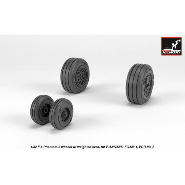 F-4 Phantom-II wheels w/ weighted tires, late 1/32 Armory Models AR AW32308