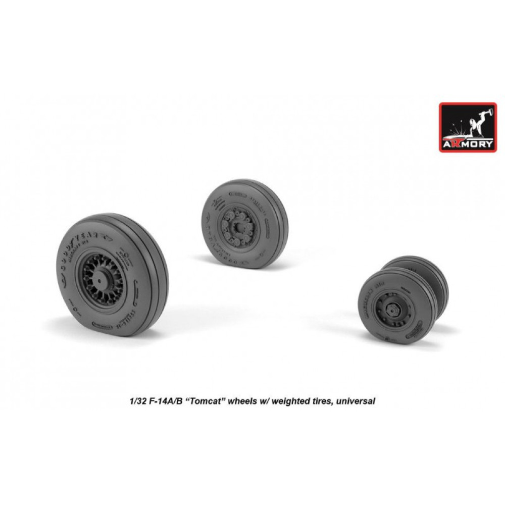 F-14 Tomcat early type wheels w/ weighted tires 1/32 Armory Models AR AW32309
