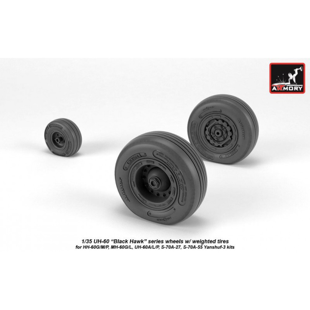 UH-60 Black Hawk wheels w/ weighted tires 1/35 Armory Models AR AW35303