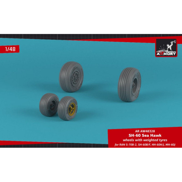SH-60 Seahawk wheels w/ weighted tires 1/48 Armory Models AR AW48328