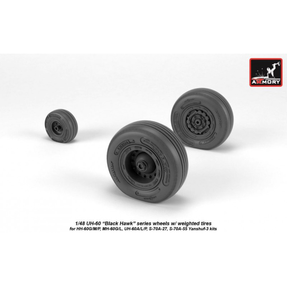 UH-60 Black Hawk wheels w/ weighted tires 1/48 Armory Models AR AW48329