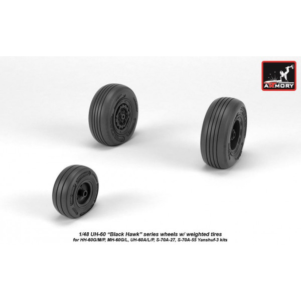 UH-60 Black Hawk wheels w/ weighted tires 1/48 Armory Models AR AW48329