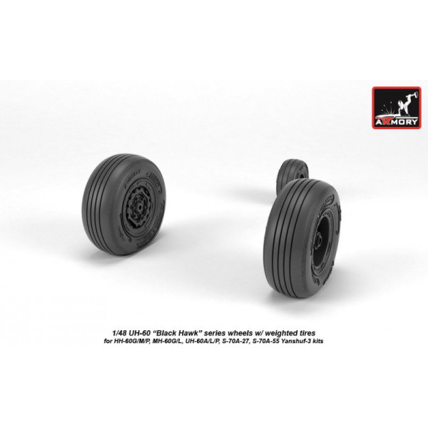 UH-60 Black Hawk wheels w/ weighted tires 1/48 Armory Models AR AW48329