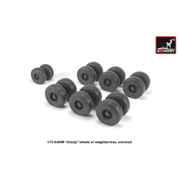 A400M "Grizzly" wheels w/ weighted tires 1/72 Armory Models AR AW72506